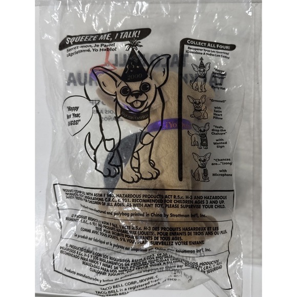 Taco Bell Other - Vintage 2000 Taco Bell Happy New Year Amigos Talking Chihuahua Plush Dog - TALKS
